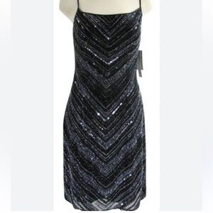 Scala Black and Silver Sequin Mini Dress with adjustable straps